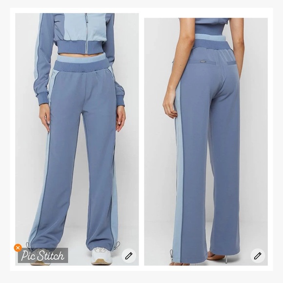 Maniere De Voir Pants - Maniere de Voir Double Waistband Viscose Track Pants Blue